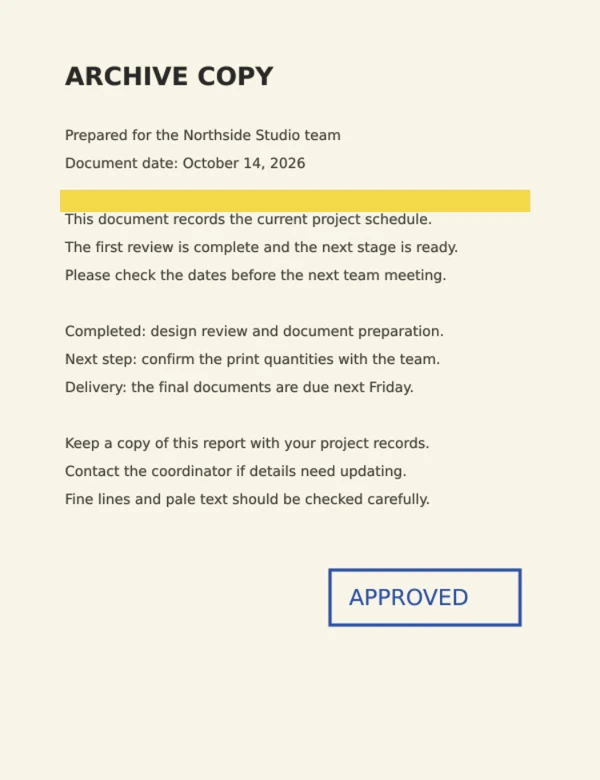 Yellow paper with colored marks after PDF whitening